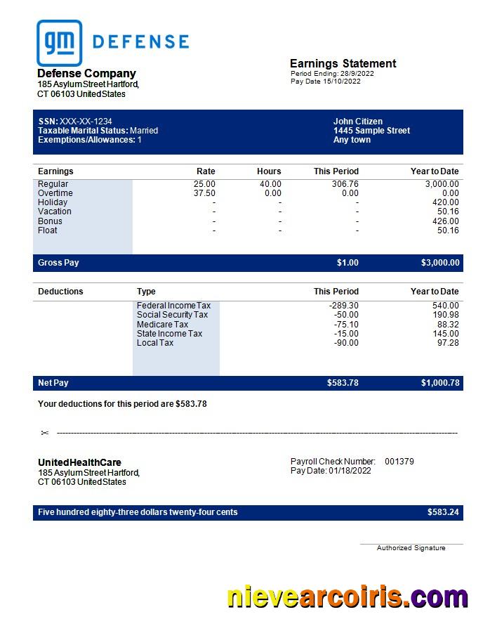 Defence company earning statement